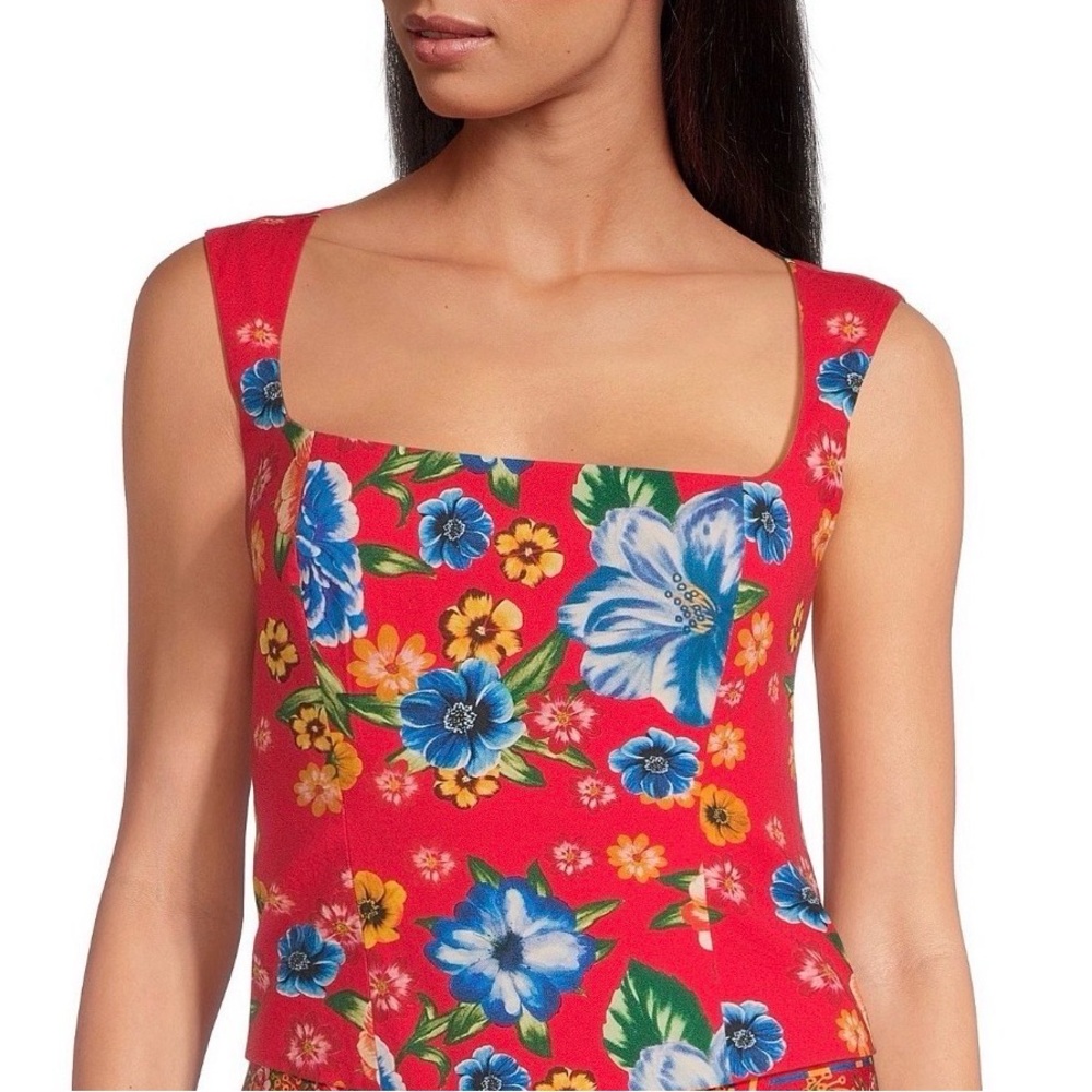 CHELSEA & VIOLET Women’s Ophelia Square Neckline Floral Sleeveless Blouse.SizeXL